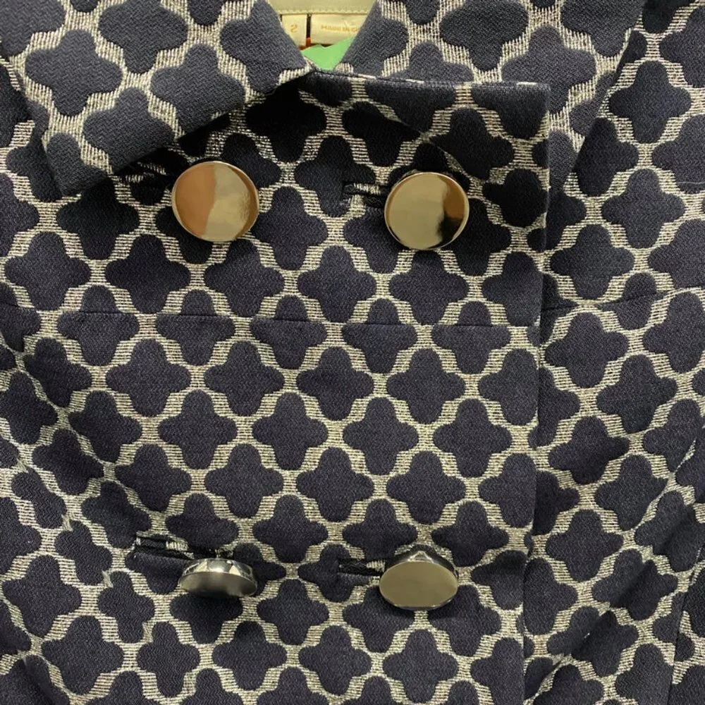 Kate Spade Navy &Silver Quatrefoil Peacoat Jacket - Picture 3 of 5
